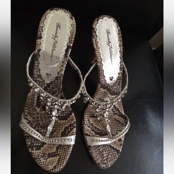 Beverly Feldman Silver Python / Rhinestone Sandal - Picture 2 of 7